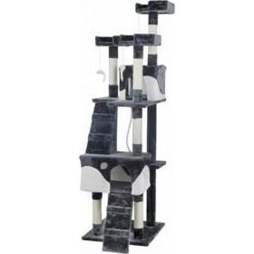Malatec Δέντρο Γάτας Βελούδινο Με Στύλους Απο Σιζαλ Γκρι/ Λευκό 49x49x170cm