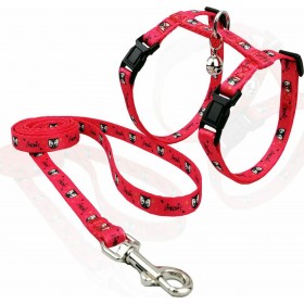 Pet Interest Meow Σετ Σαμαράκι και Οδηγός Γάτας (M) 1m/25-40cm Coral