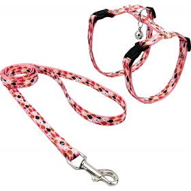 Pet Interest Fish Flock Σετ Σαμαράκι και Οδηγός Γάτας (M) 1m/25-40cm Ροζ