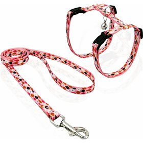 Pet Interest Meow Σετ Σαμαράκι και Οδηγός Γάτας (S) 1m/20-35cm Ροζ