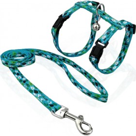 Pet Interest Fish Flock Σετ Σαμαράκι και Οδηγός Γάτας (M) 1m/25-40cm Τιρκουάζ