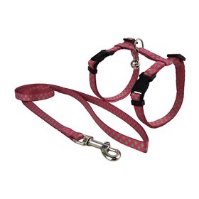 Pet Interest Plaid Σαμαράκι Γάτας με Οδηγό Medium Φούξια