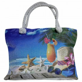 Summertiempo Τροπικό Σκηνικό Τσάντα Θαλάσσης σε Μπλε χρώμα