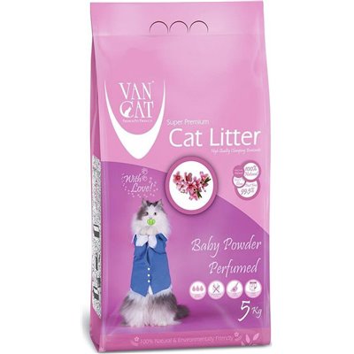 Van Cat Perfumed Άμμος Γάτας Baby Powder Ψιλόκοκκη Clumping 5kg