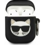 Karl Lagerfeld Choupette Fun Θήκη Σιλικόνης με Γάντζο σε Μαύρο χρώμα για Apple AirPods