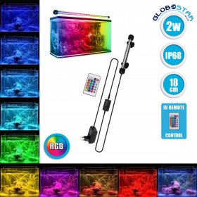GloboStar Φωτιστικό Ενυδρείου με Λάμπα Led 18cm 180° AC 230V Αδιάβροχο IP68 με Ασύρματο Χειριστήριο IR Πολύχρωμο RGB