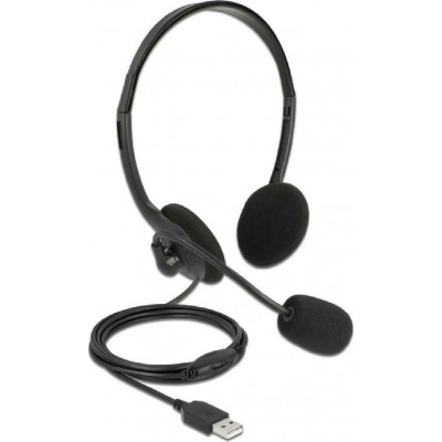 DeLock Lightweight On Ear Multimedia Ακουστικά με μικροφωνο και σύνδεση USB-A
