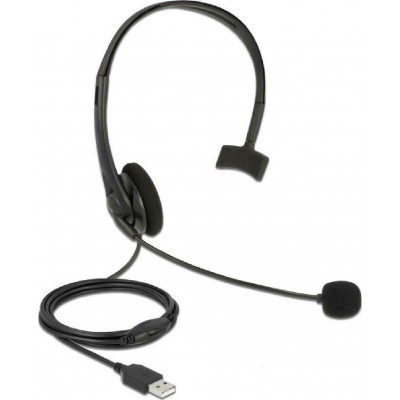 DeLock Mono Lightweight On Ear Multimedia Ακουστικά με μικροφωνο και σύνδεση USB-A