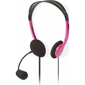 Nedis CHST100 On Ear Multimedia Ακουστικά με μικροφωνο και σύνδεση 3.5mm Jack σε Ροζ χρώμα