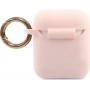 Guess Silicone Case Θήκη Σιλικόνης με Γάντζο Light Pink για Apple AirPods