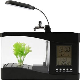 Μίνι ενυδρείο Μολυβοθήκη με Ρολόι 31957 24x10x14.5cm 1.3lt Μαύρο Μίνι ενυδρείο Μολυβοθήκη με Ρολόι 31957 24x10x14.5cm 1.3lt Μαύρο