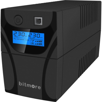 Bitmore U850LCD UPS Line-Interactive 850VA 480W με 2 Schuko Πρίζες