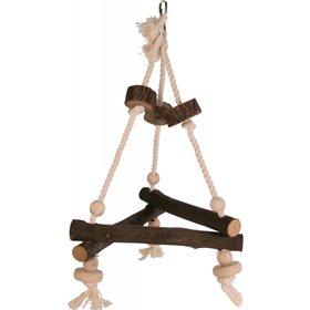 Trixie Κούνια για Κλουβί Πτηνών Ξύλινη σε Σχοινί Τριγωνική 27x27x27cm