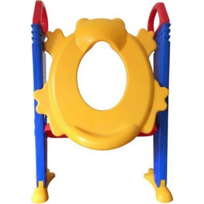 Παιδικό Κάθισμα Τουαλέτας με Σκληρή Επιφάνεια, Χερούλια και Σκαλοπάτι Κίτρινο