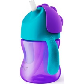 "Philips Παιδικό Ποτηράκι με Λαβές και Καλαμάκι ""Bendy"" από Πλαστικό Μωβ 200ml για 9m+" Philips Παιδικό Ποτηράκι με Λαβές και Καλαμάκι "Bendy" από Πλαστικό Μωβ 200ml για 9m+