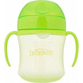 Dr. Brown's Κύπελλο με Καπάκι &amp Λαβές Λαχανί 180ml, 6m+