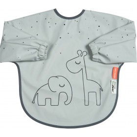 Done by Deer Αδιάβροχη Σαλιάρα Πλαστική με Αυτοκόλλητο "Dreamy Dots" με Τσέπη &amp Μανίκια Grey για 6 m+