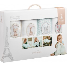 Sophie La Girafe Πάνες Αγκαλιάς από Μουσελίνα Swaddles 4τμχ 70x70cm Sophie La Girafe Πάνες Αγκαλιάς από Μουσελίνα Swaddles 4τμχ 70x70cm