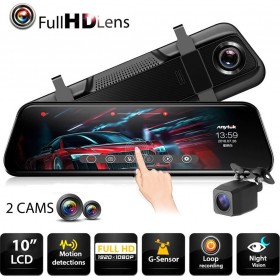 F1062 Σετ Καθρέπτης με Κάμερα DVR Αυτοκινήτου 720P με Οθόνη 10" με Κλιπ &amp Κάμερα Οπισθοπορείας