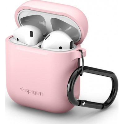 Spigen Silicone Case Θήκη Σιλικόνης με Γάντζο σε Ροζ χρώμα για Apple AirPods