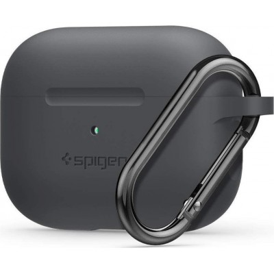 Spigen Silicone Fit with Carabiner Pro Θήκη Σιλικόνης με Γάντζο Charcoal Grey για Apple AirPods Pro