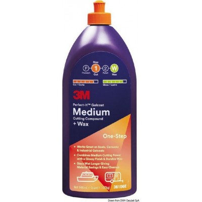 3M Medium Cut Gelcoat Wax Μεσαία Γυαλιστική Αλοιφή με Κερί για Πολυεστερικά Σκάφη 946mlΚωδικός: 36106E 