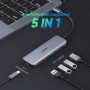 Ugreen CM219 USB 3.0 Hub 5 Θυρών με σύνδεση USB-C ΓκριΚωδικός: 70336 