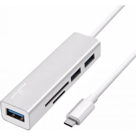 Powertech USB 3.0 Hub 3 Θυρών με σύνδεση USB-C ΑσημίΚωδικός: PT-926 