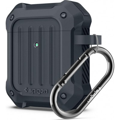 Spigen Tough Armor Θήκη Σιλικόνης με Γάντζο σε Γκρι χρώμα για Apple AirPods