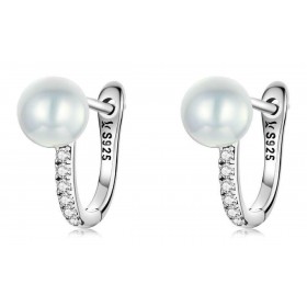 Bamoer Γυναικεία Σκουλαρίκια Κρίκοι από Ασήμι με Πέρλες & Πέτρες Bamoer Γυναικεία Σκουλαρίκια Κρίκοι από Ασήμι με Πέρλες & Πέτρες