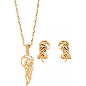 Medisei Σετ Κολιέ / Σκουλαρίκια Set Angel Wings από Ατσάλι Επιχρυσωμένο Medisei Σετ Κολιέ / Σκουλαρίκια Set Angel Wings από Ατσάλι Επιχρυσωμένο