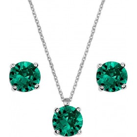 "Σέτ ( Κολιέ Σέτ ( Κολιέ, Σκουλαρίκια ) Σε Ασήμι 925 Με πράσινες πέτρες P.Q. EUROPEAN CRYSTALS / AS-EE265GL1