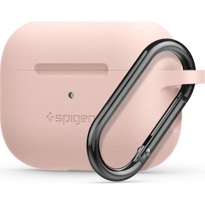 Spigen Silicone Fit with Carabiner Pro Θήκη Σιλικόνης με Γάντζο σε Ροζ χρώμα για Apple AirPods Pro