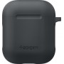 Spigen Silicone Case Θήκη Σιλικόνης με Γάντζο Charcoal για Apple AirPods