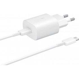 Samsung Φορτιστής με Θύρα USB-C και Καλώδιο USB-C 25W Λευκός (EP-TA800X Bulk)