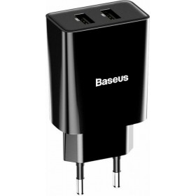 Baseus Φορτιστής Χωρίς Καλώδιο με 2 Θύρες USB-A 10.5W Μαύρος (CCFS-R01)