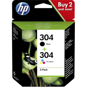 HP 304 Πακέτο 2 Μελανιών Εκτυπωτή InkJet Πολλαπλό (Color) / Μαύρο (3JB05AE)