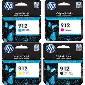 HP 912 Πακέτο 4 Μελανιών Εκτυπωτή InkJet Κίτρινο / Κυανό / Ματζέντα / Μαύρο (6ZC74AE)