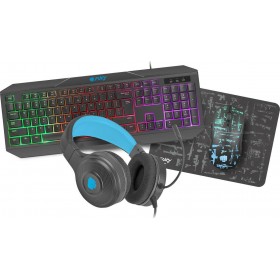Natec Fury Player Kit 4in1 Thunderstreak 3.0 Σετ Gaming Πληκτρολόγιο με Φωτιζόμενα πλήκτρα &amp Ποντίκι (Αγγλικό US)