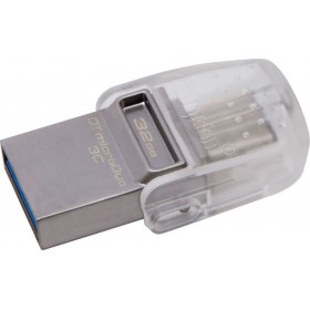 Kingston DataTraveler microDuo 3C 32GB USB 3.1 Stick με σύνδεση USB-A &amp USB-C Ασημί