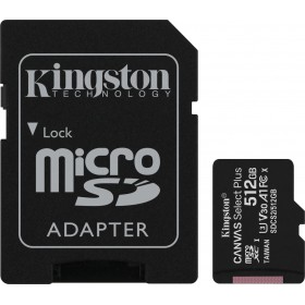 Kingston Canvas Select Plus microSDXC 512GB Class 10 U3 V30 A1 UHS-I με αντάπτορα