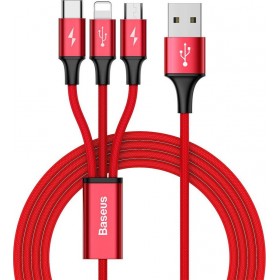 Baseus Braided USB to Lightning Cable Κόκκινο 1.2m (CAMLT-SU09)