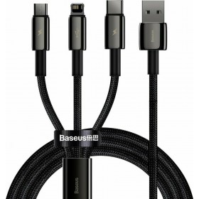 Baseus Braided USB-C to Lightning / Type-C / micro USB Cable Μαύρο 1,5m (CAMLTWJ-01)