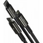 Baseus Braided USB-C to Lightning / Type-C / micro USB Cable Μαύρο 1,5m (CAMLTWJ-01)