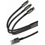Baseus Braided USB-C to Lightning / Type-C / micro USB Cable Μαύρο 1,5m (CAMLTWJ-01)