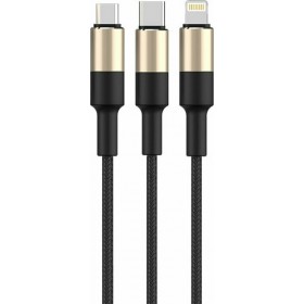 Rockrose Braided USB to Lightning / Type-C / micro USB Cable Μαύρο 1m (RRCS05)