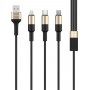 Rockrose Braided USB to Lightning / Type-C / micro USB Cable Μαύρο 1m (RRCS05)