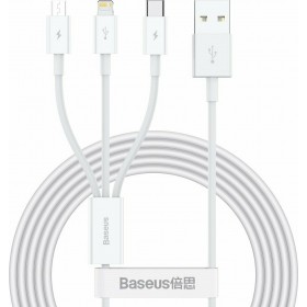Baseus Regular USB to Lightning / Type-C / micro USB Cable Λευκό 1.5m (CAMLTYS-02)