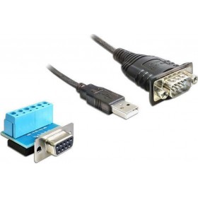 DeLock Καλώδιο USB 2.0 σε RS232 9-pin male 0.82m + Terminal Block