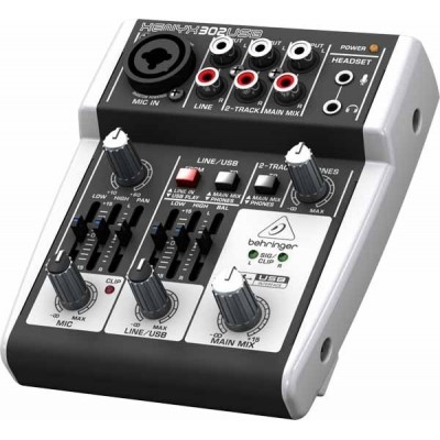 Behringer Xenyx 302 USB Mixer Αναλογική Κονσόλα 5 Καναλιών με Phantom Power &amp 1 Εισόδο XLR